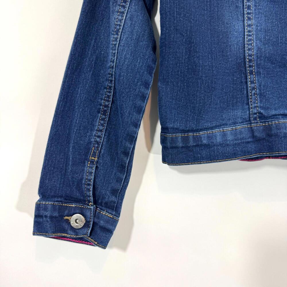 DKNY Girl’s Size 8/10 Blue Stretch Denim Collared Button Front Jean Jacket - Picture 7 of 8